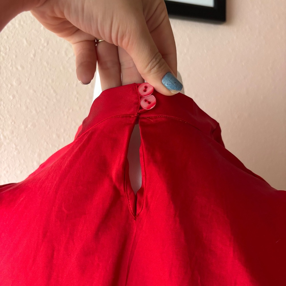 Vintage 80s / 90s Cherry Red Silk Blouse - Picture 4 of 6